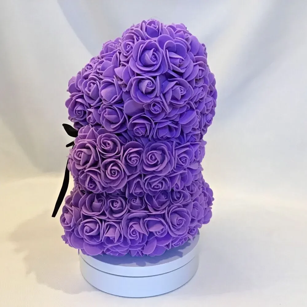 Purple Artificial Flower Eternal Rose Teddy Bear 9 inches